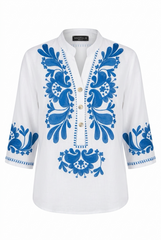 Maglia con Ricamo Azzurro